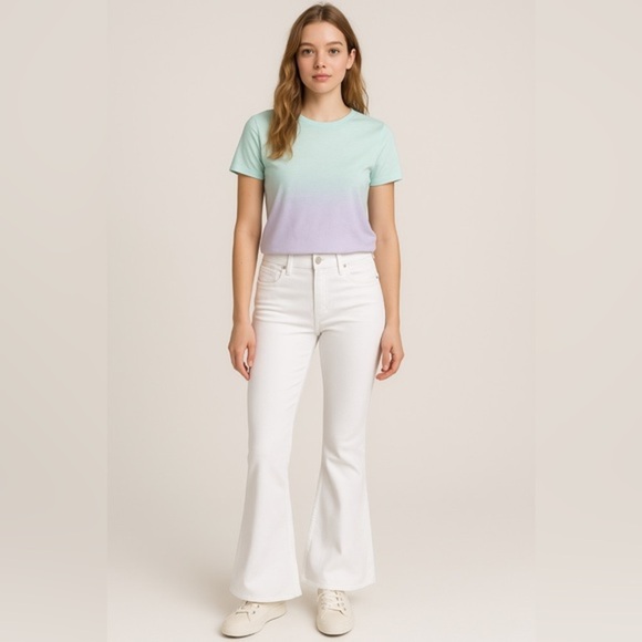 Mona Mid Rise White Tractr Jeans Denim Flare Fray MSRP $90 Size 00/24 31" Inseam - Picture 1 of 10